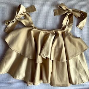 Champagne Gold Tie Crop Top